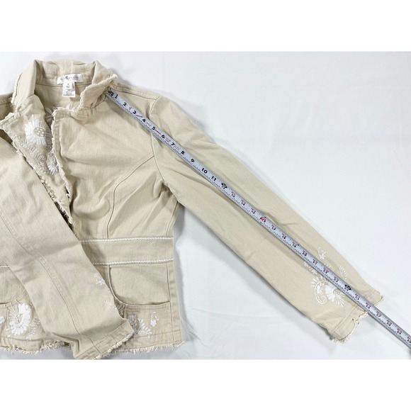 VTG Y2K Floral Embroidered Denim Jacket Blazer Boho Cottage Western Women's 8‎ - Picture 6 of 9